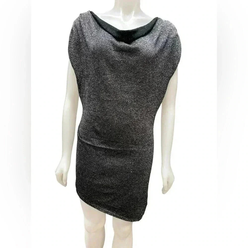 Le  Chateau Silver Shimmery Sleeveless Mini Dress Size L